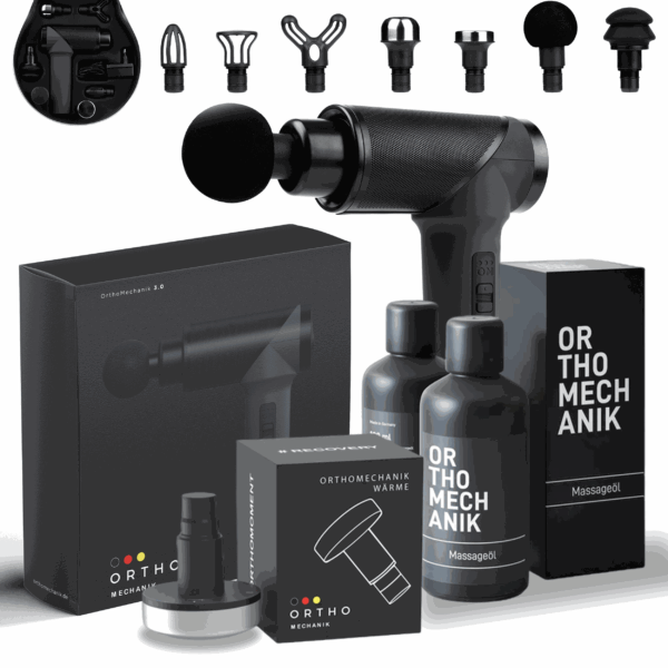 Zapeli Wärme-Paket 3.0 – Massage-Set mit Tragetasche, 7 Aufsätzen, App & Massageöl